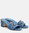 Gucci 55mm Siaga Gg Monogram Denim Block-heel Sandals In Blue