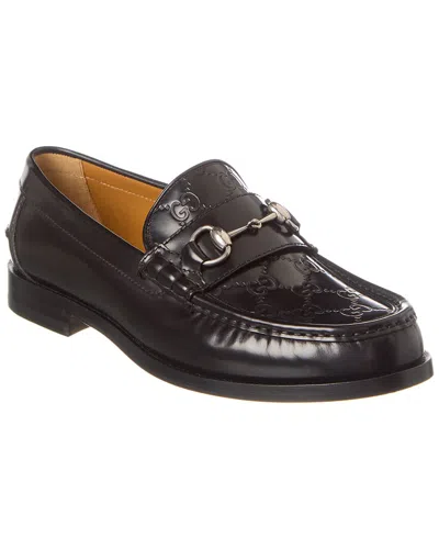 Gucci Horsebit Gg Leather Loafer In Black