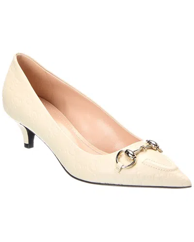 Gucci Horsebit Gg Leather Pump In Metallic