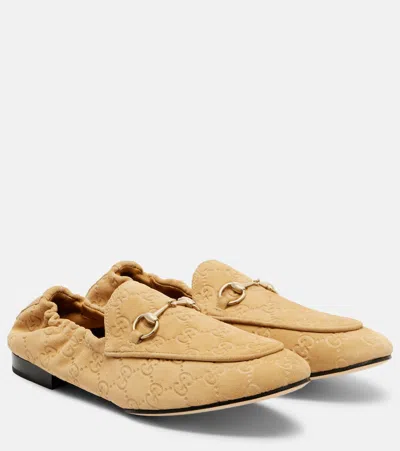 Gucci Horsebit Gg Suede Loafers In Brown