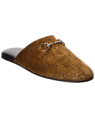 GUCCI GUCCI HORSEBIT GG SUEDE MULE