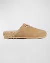 Gucci Horsebit Gg Suede Shearling Mules In Buttercup