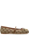 Gucci Women Gg Fabric Ballerinas With Iconic Horsebit In Brown