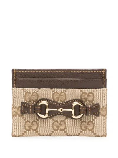Gucci Horsebit Gg Supreme Card Holder In Purple