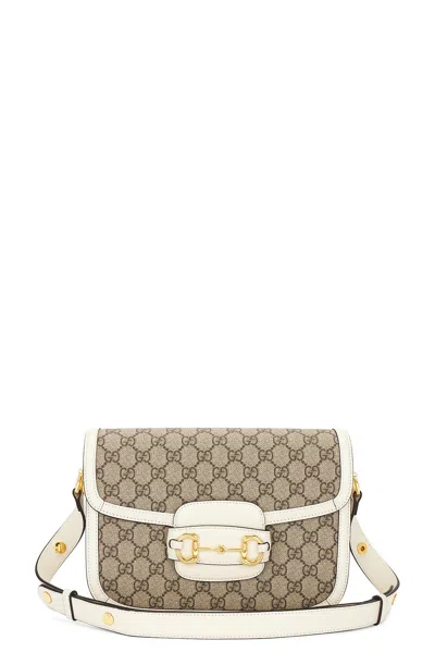 Gucci Horsebit Gg Supreme Shoulder Bag In White