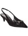 Gucci Horsebit Gg Velvet Slingback Pump In Black