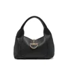 Gucci Women Black Shoulder Bag With Horsebit Closure In Grained Leather Woman In Black