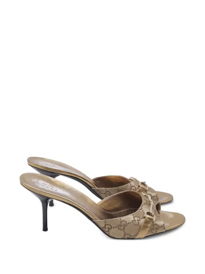 Pre-owned Gucci Horsebit Heeled Sandals In Gold