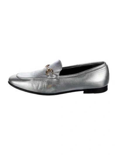 Pre-owned Gucci Horsebit Horsebit Accent Loafers In Silver
