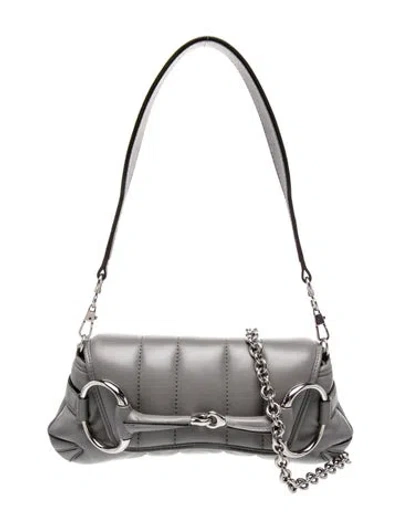 Pre-owned Gucci Horsebit Horsebit Chain Small In Gray