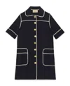 Gucci Horsebit Jacquard Cotton-blend Minidress In Blue