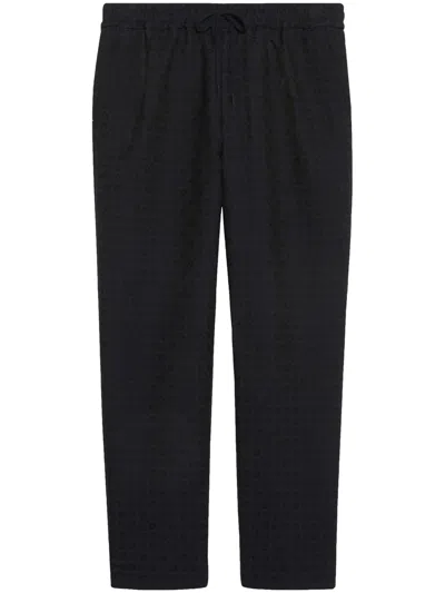 Gucci Horsebit-jacquard Drawstring Trousers In Black