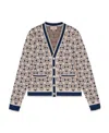 Gucci Horsebit-jacquard Fine-knit Cardigan In Nude