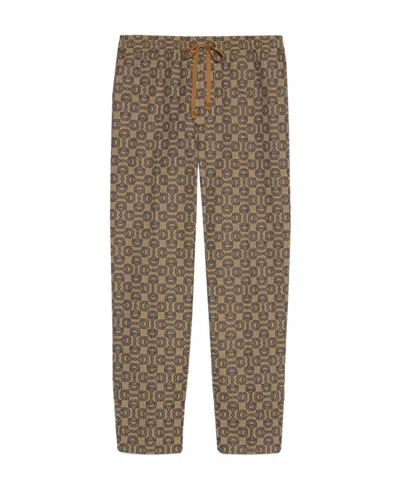 Gucci Horsebit Jacquard-logo Track Pants In Brown
