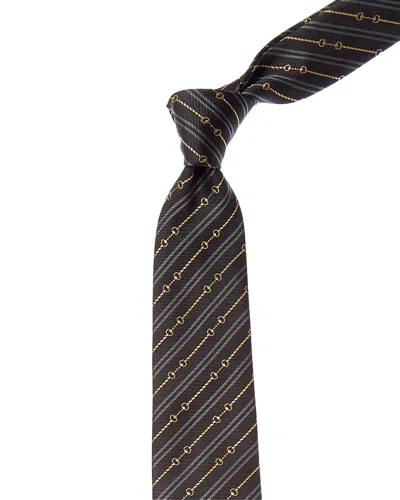 Gucci Horsebit Jacquard Silk Tie In Multi