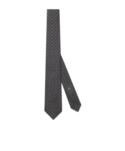 Gucci Horsebit-jacquard Silk Tie In Black
