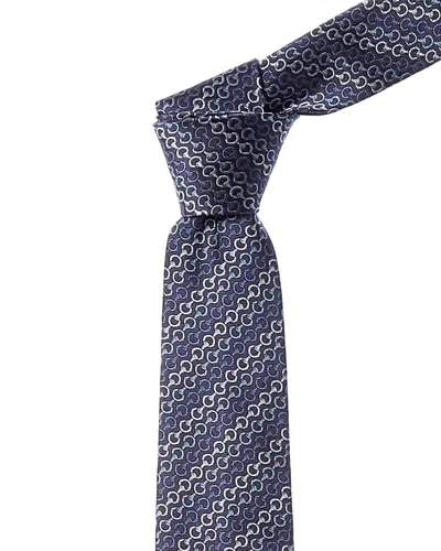 Gucci Horsebit Jacquard Silk Tie In Blue