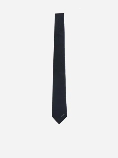 Gucci Horsebit Jacquard Silk Tie In Black