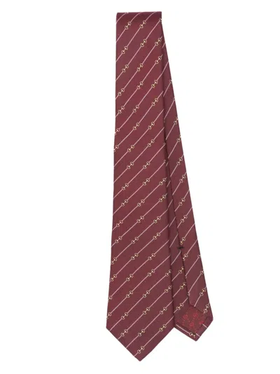 Gucci Horsebit-jacquard Silk Tie In Red