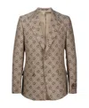 Gucci Men's Maxi Clamp Pattern Cotton Jacket In Nude