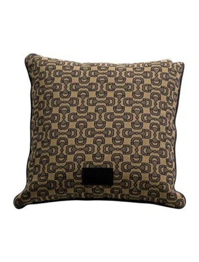 Pre-owned Gucci Horsebit Jacquard Throw Pillow In Neutrals