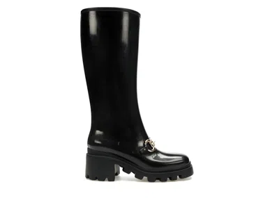 Pre-owned Gucci Horsebit Kneehigh Boot (women's) Sneakers In Black Rubber