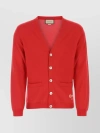 GUCCI HORSEBIT KNIT V-NECK CARDIGAN WITH RIBBED HEM AND CUFFS