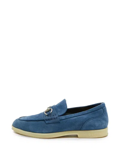 Pre-owned Gucci Horsebit Konrad Loafers In Blue