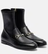 Gucci Black Leather Jordaan Ankle Boots Women