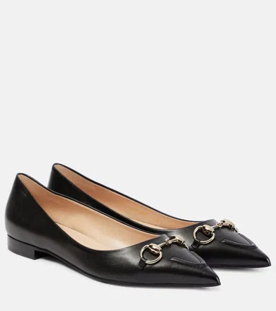 Gucci Women Black Heeled Ballerina Flats With Half Horsebit