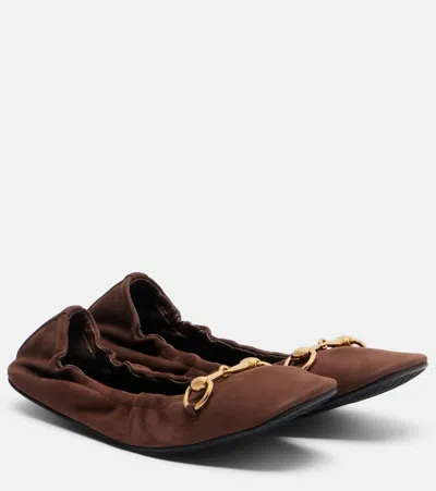 Gucci Light Brown Solid Ballet Flats In Multi