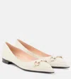 Gucci Womens Mystic White Erin Horsebit-embellished Leather Ballet Flats