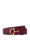 Gucci Women Half Horsebit Leather Belt In Burgundy