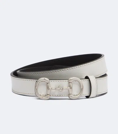 Gucci Horsebit Leather Belt In White