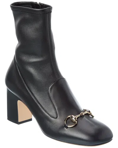 Gucci Horsebit Leather Bootie In Black