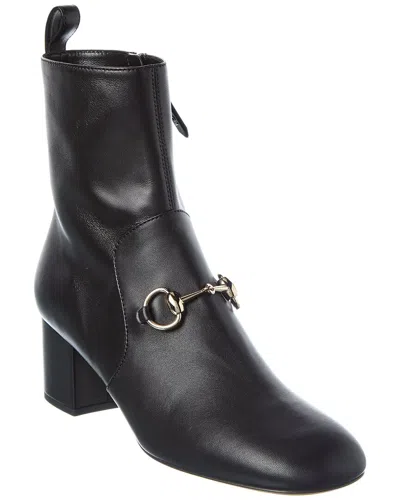Gucci Horsebit Leather Bootie In Black