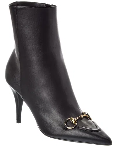 Gucci Horsebit Leather Bootie In Black