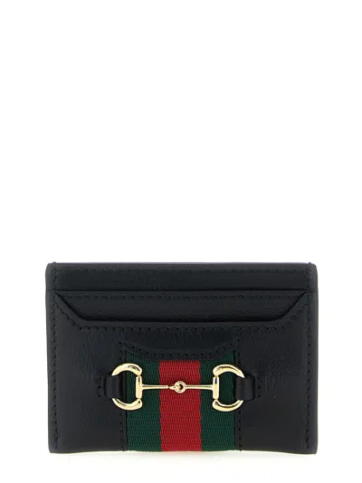 Gucci Horsebit Leather Card Case In Black