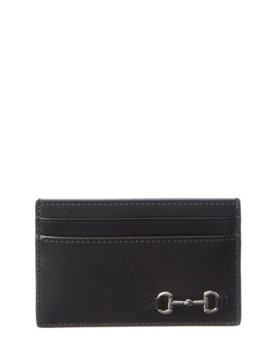 Gucci Horsebit Leather Card Holder In Black