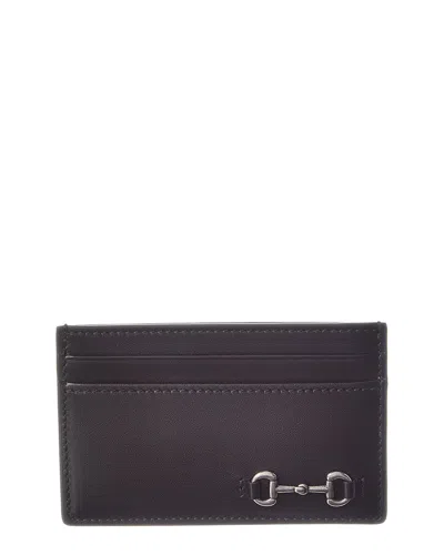 Gucci Horsebit Leather Card Holder In Brown