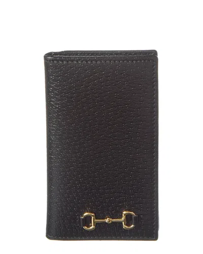 Gucci Horsebit Leather Card Holder In Black