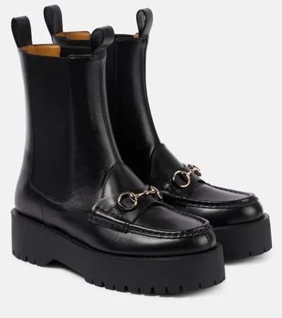 Gucci Horsebit Leather Chelsea Boots In Black/black