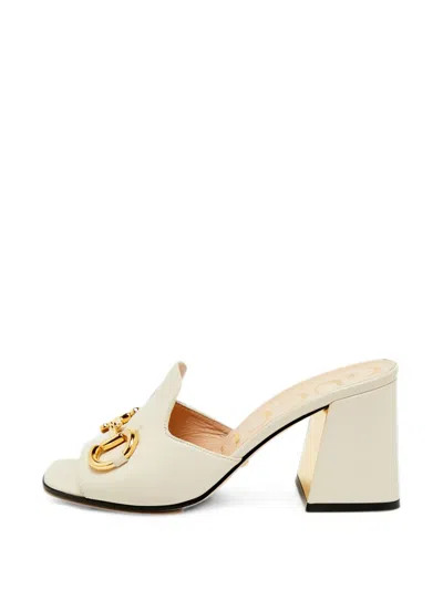 Pre-owned Gucci Horsebit Leather Heeled Sandals In Neutral