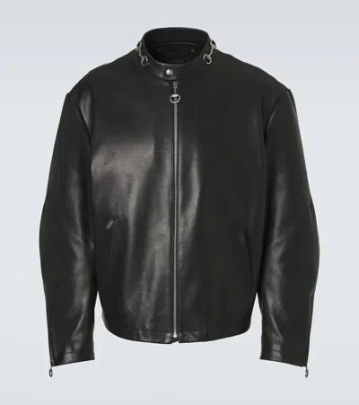 Gucci Horsebit Leather Jacket In Black