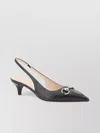 Gucci Black Slingback Pumps With Elastic Strap In Black