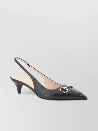 GUCCI HORSEBIT LEATHER KITTEN HEEL PUMPS