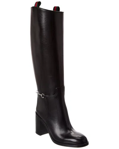 Gucci Horsebit Leather Knee-high Boot In Animal Print