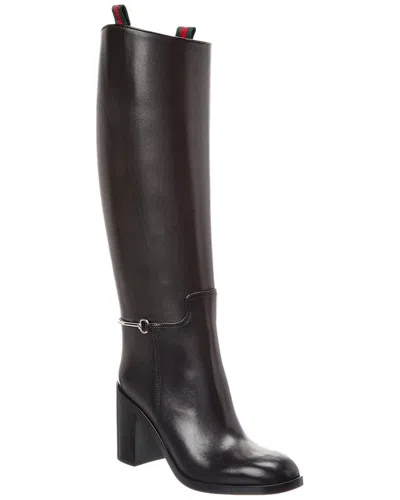 Gucci Horsebit Leather Knee-high Boot In Brown