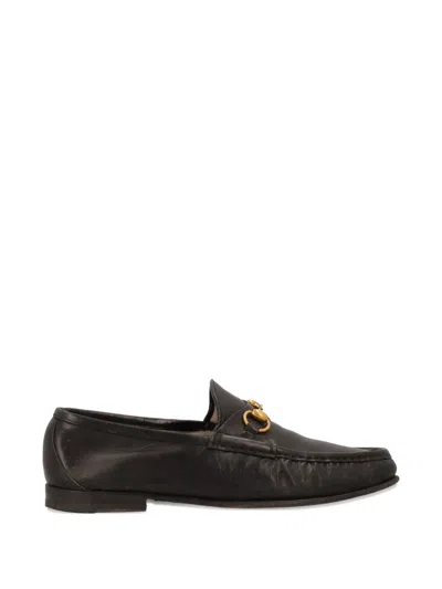 Pre-owned Gucci Horsebit Leather Loafers In Black