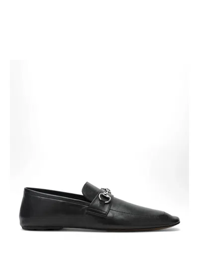 Gucci Leather Loafers Horsebit Detail Square Toe In Black